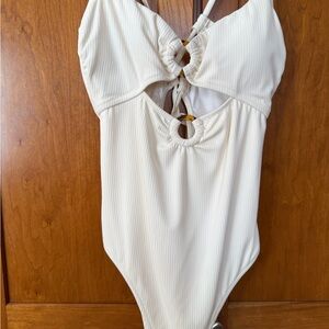 Shade & Shore Cream One Piece Swimsuit